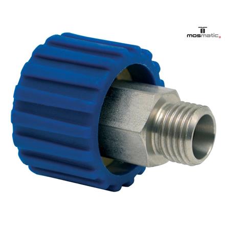 Quickverschraubung, blau, MS/rostfrei QVS-07 M22x1,5-F M14x1,5-M