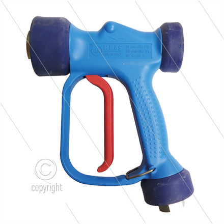 RB65 - blau - Messing - Lanzenanschluss - 24 Bar - 100 l/min - max 90°C - 2 x 1/2" IG