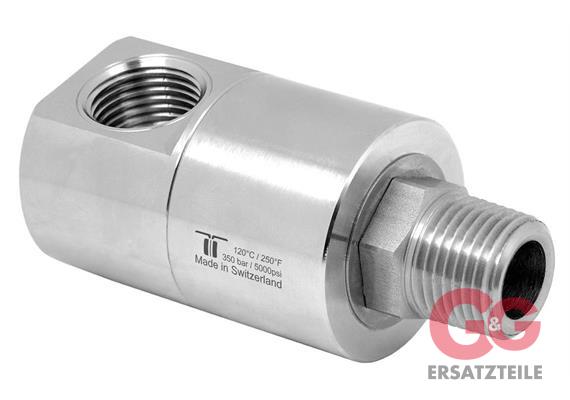 Drehgelenk DGEI-90°-13 1/2" IG-AG 350bar 30 U/min 120 °C