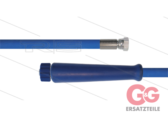 HD-Schlauch blau 2SC-10 - 44m - 3/8"DKR x M22x1,5 HV flach - 1x GKS - 400 Bar - M22x1,5 HV