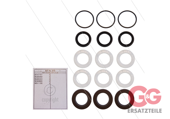 Kit 274 - Manschettensatz Ø18mm für 3 Plungers - Serie 58