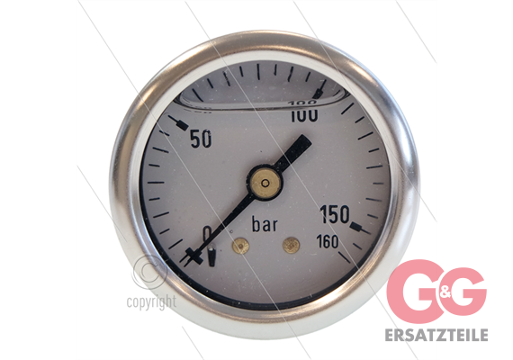 Manometer 0-160 Bar - 1/8" AG - Eingang hinten - Ø40mm
