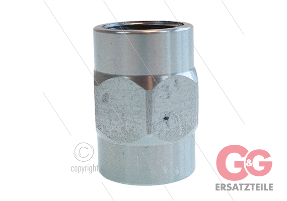 Muffe 2x 1/4" IG - Edelstahl - rund mit Sechskant