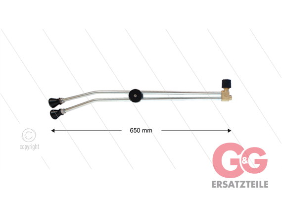 RP53 Doppellanze - L=650mm - Stahl verzinkt - Ventil oben - ohne Isolierung - 250 Bar