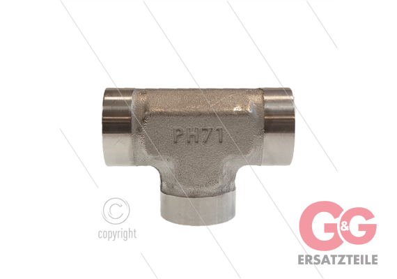 T-Stück - Edelstahl - 3 x 1/2" IG BSP - 400 Bar