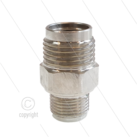 1/2" - Gegennippel - Messing - 250 Bar - Ø11mm - max 150°C - Viton Dichtring - 3/8" AG
