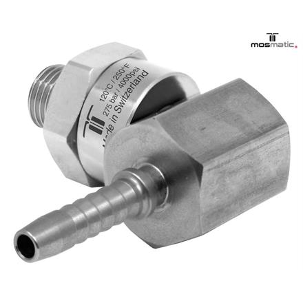 Drehgelenk-90° einfach gelagert, rostfrei DGK-06-90° G1/4"M Schl-Nip-1/4" (6,4)
