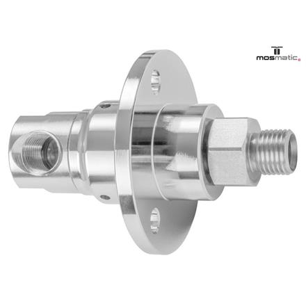 Drehgelenk-90° mit Flansch, Keramik/rf DXF-06-90° G1/4"F G1/4"M