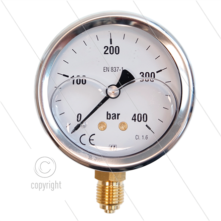 Manometer 0-400 Bar - 1/4" AG - Eingang unten - Ø63mm
